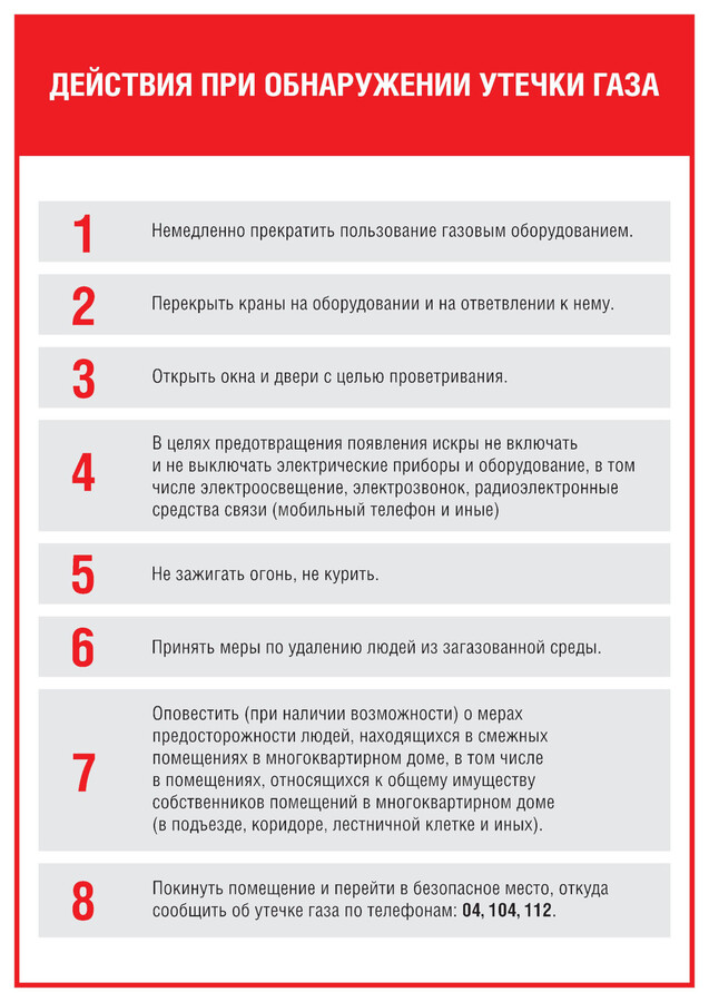Правила безопасности при обращении с газом