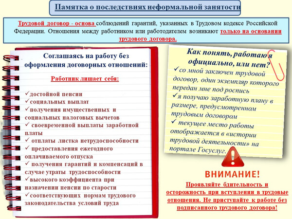 Памятка о последствиях неформальной занятости